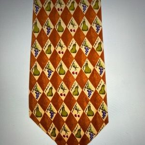 Burberry  Fruit Patterned Silk Tie Brown Width:3.75” 100% Silk